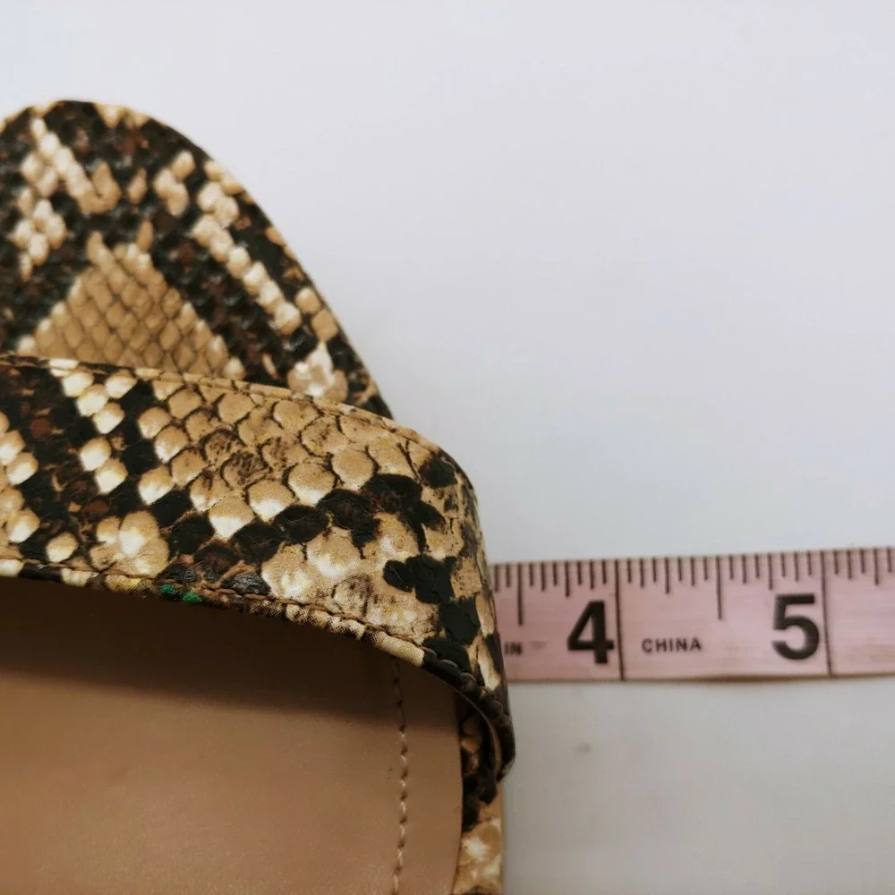 Charles David Sandals Woman Lambert Brown Snakeskin 9.5 Ankle Strap Shoe Wedge‎